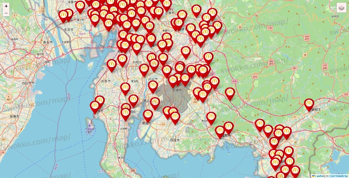 愛知県のマクドナルドの店舗地図