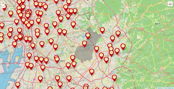 愛知県のマクドナルドの店舗地図