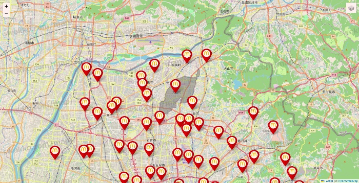 愛知県のマクドナルドの店舗地図
