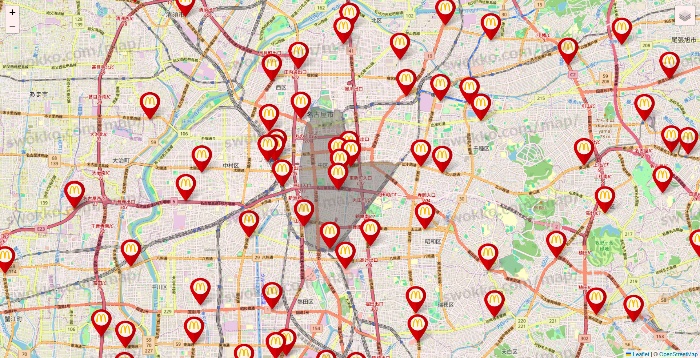 愛知県のマクドナルドの店舗地図