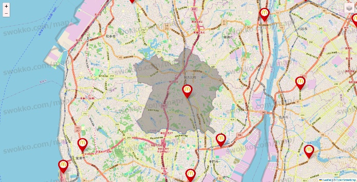 愛知県のマクドナルドの店舗地図