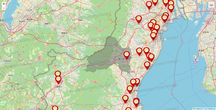 三重県のマクドナルドの店舗地図