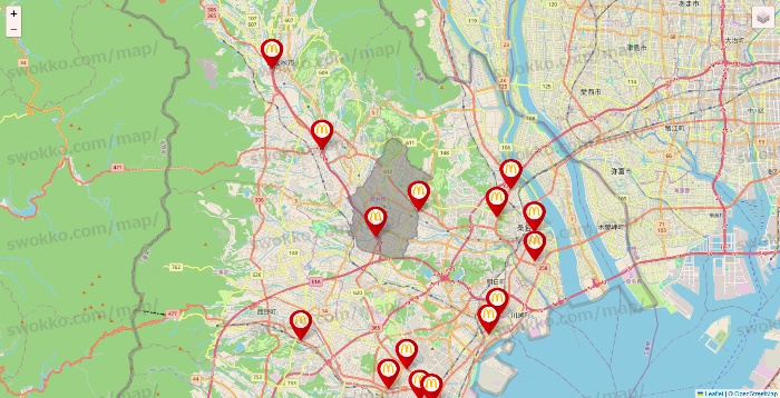 三重県のマクドナルドの店舗地図