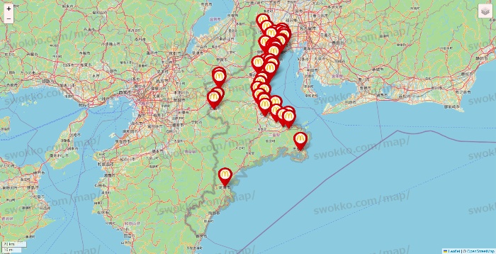三重県のマクドナルドの店舗地図
