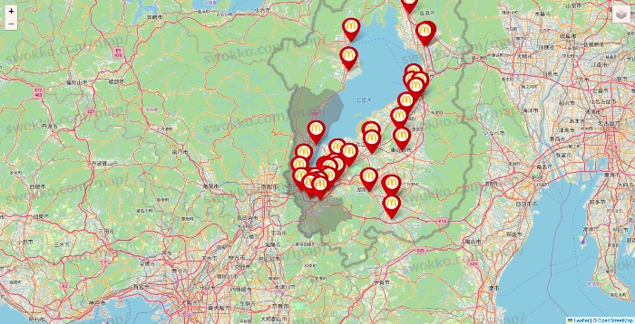滋賀県のマクドナルドの店舗地図