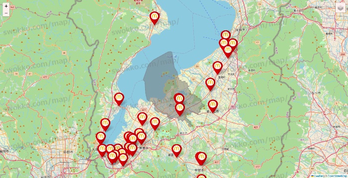 滋賀県のマクドナルドの店舗地図