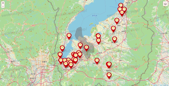 滋賀県のマクドナルドの店舗地図