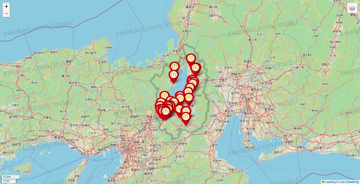 滋賀県のマクドナルドの店舗地図