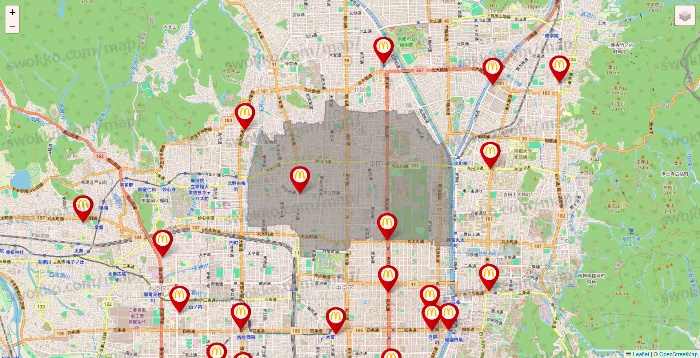 京都府のマクドナルドの店舗地図
