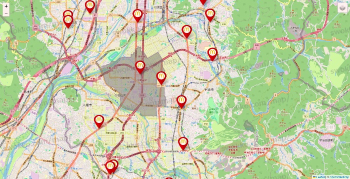 京都府のマクドナルドの店舗地図