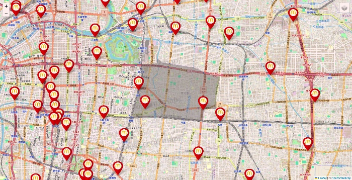 大阪府のマクドナルドの店舗地図