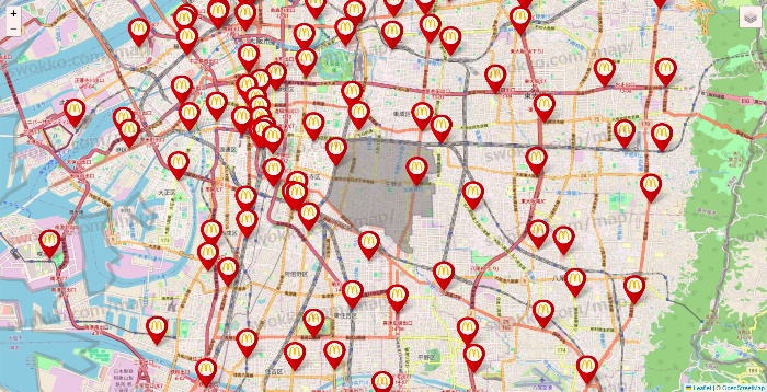 大阪府のマクドナルドの店舗地図