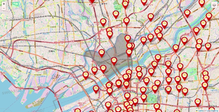 大阪府のマクドナルドの店舗地図