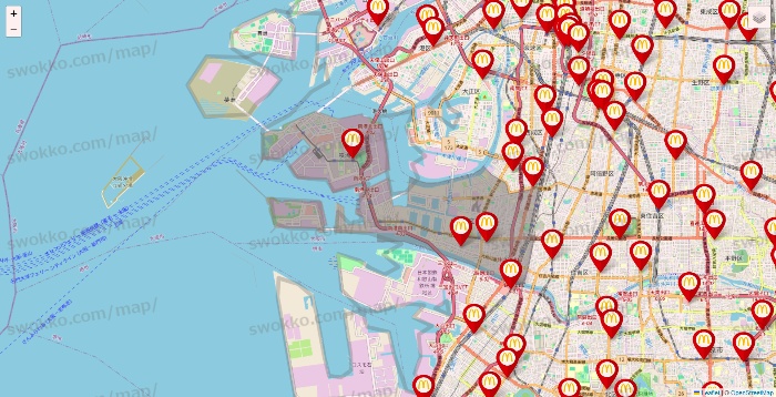大阪府のマクドナルドの店舗地図