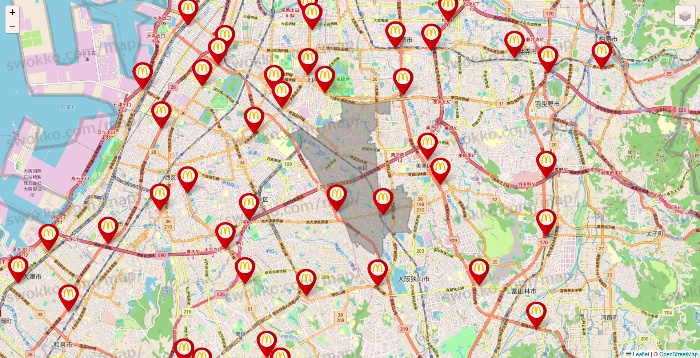 大阪府のマクドナルドの店舗地図