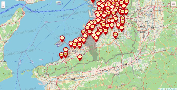 大阪府のマクドナルドの店舗地図