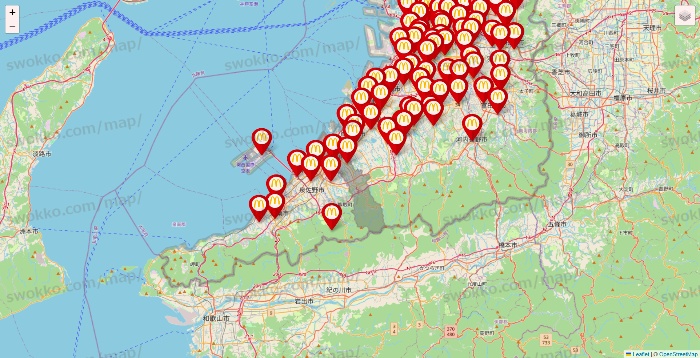 大阪府のマクドナルドの店舗地図