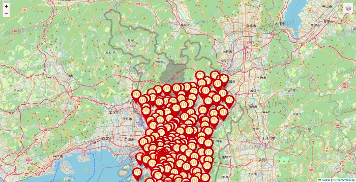 大阪府のマクドナルドの店舗地図