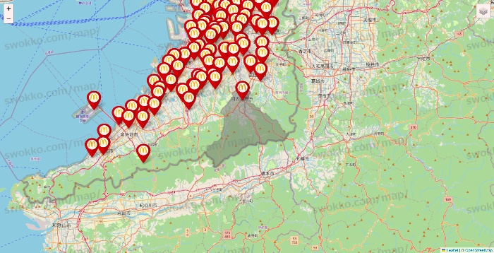 大阪府のマクドナルドの店舗地図