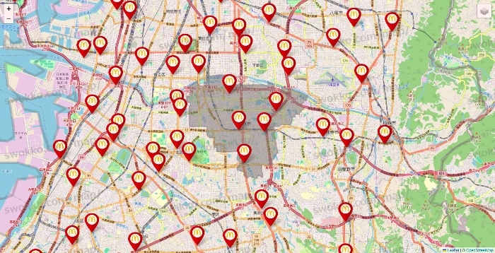 大阪府のマクドナルドの店舗地図