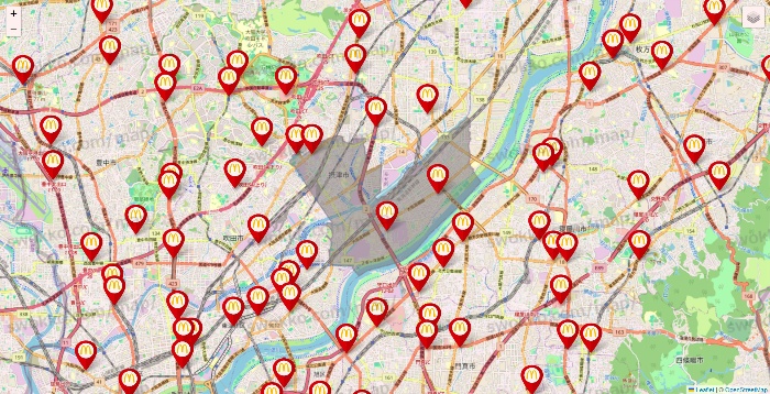 大阪府のマクドナルドの店舗地図