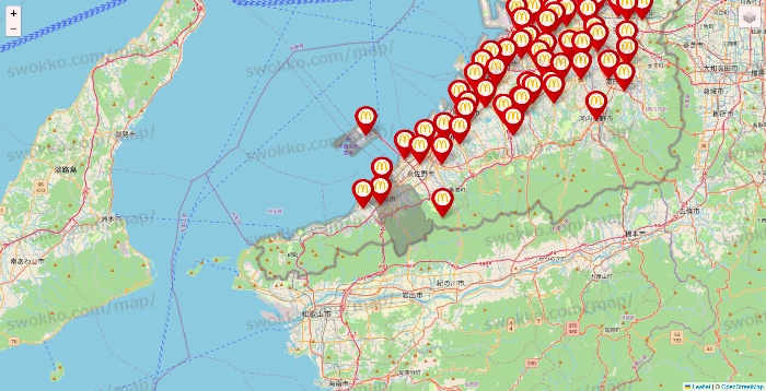 大阪府のマクドナルドの店舗地図