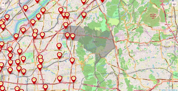 大阪府のマクドナルドの店舗地図