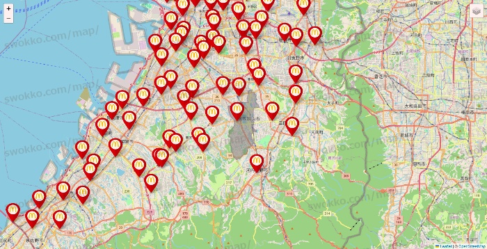 大阪府のマクドナルドの店舗地図