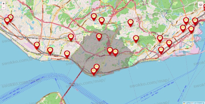 兵庫県のマクドナルドの店舗地図