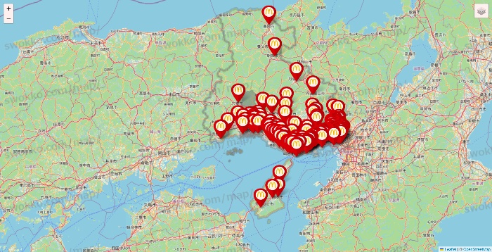 兵庫県のマクドナルドの店舗地図