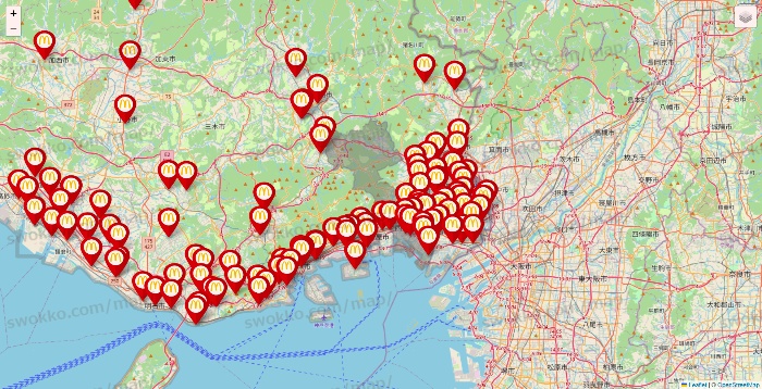 兵庫県のマクドナルドの店舗地図