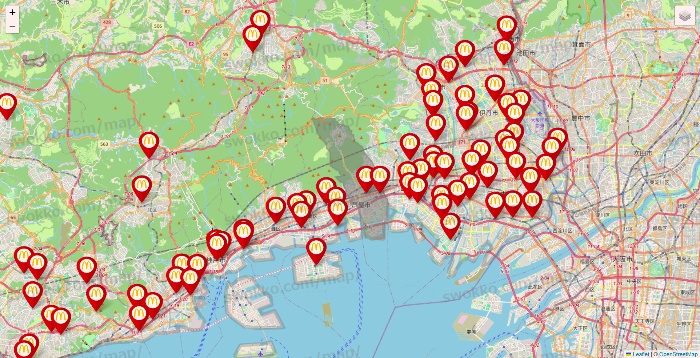 兵庫県のマクドナルドの店舗地図