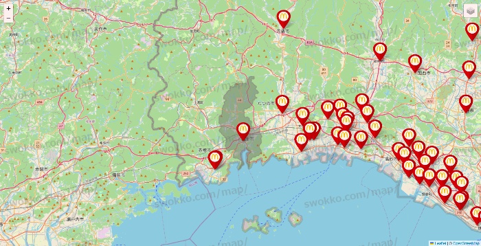 兵庫県のマクドナルドの店舗地図