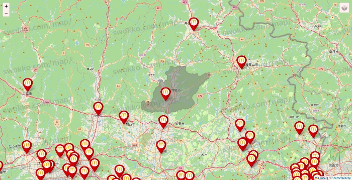兵庫県のマクドナルドの店舗地図