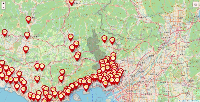兵庫県のマクドナルドの店舗地図