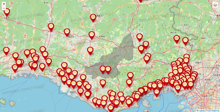 兵庫県のマクドナルドの店舗地図