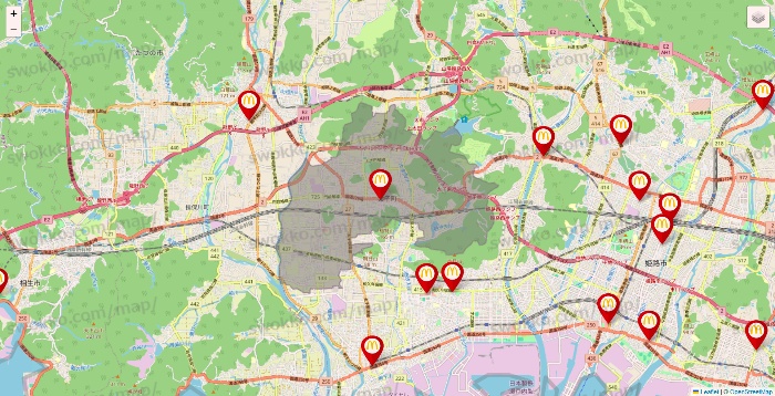 兵庫県のマクドナルドの店舗地図