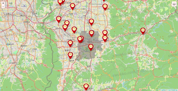 奈良県のマクドナルドの店舗地図