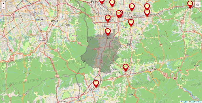 奈良県のマクドナルドの店舗地図