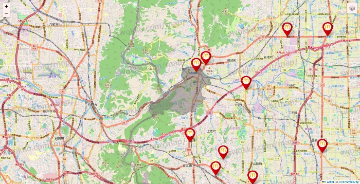 奈良県のマクドナルドの店舗地図