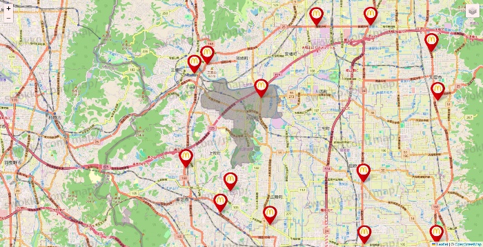 奈良県のマクドナルドの店舗地図