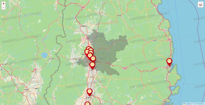 岩手県のマクドナルドの店舗地図