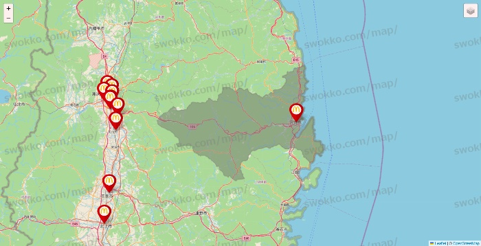 岩手県のマクドナルドの店舗地図