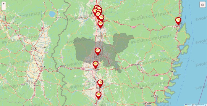 岩手県のマクドナルドの店舗地図