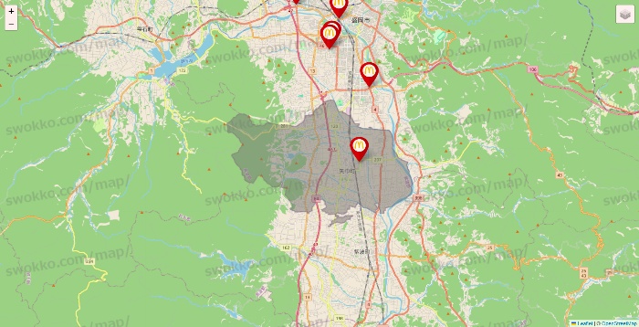 岩手県のマクドナルドの店舗地図