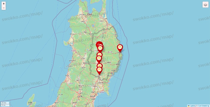 岩手県のマクドナルドの店舗地図