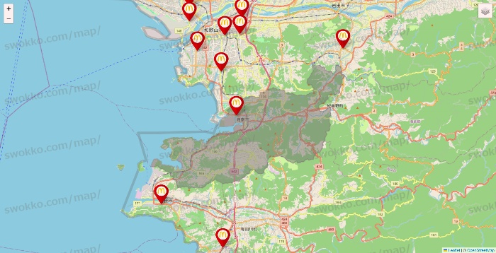 和歌山県のマクドナルドの店舗地図