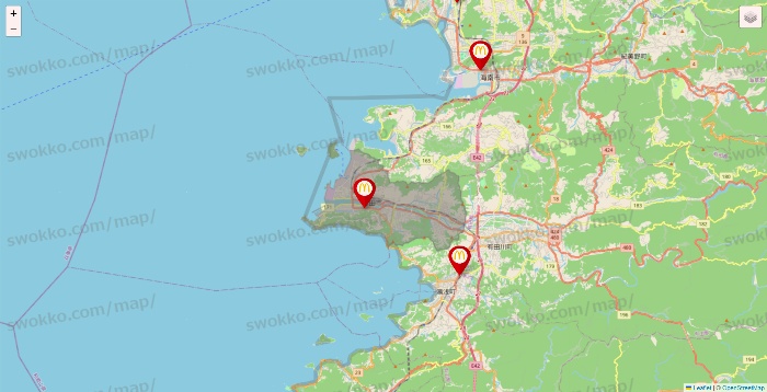 和歌山県のマクドナルドの店舗地図