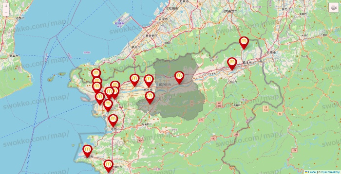 和歌山県のマクドナルドの店舗地図