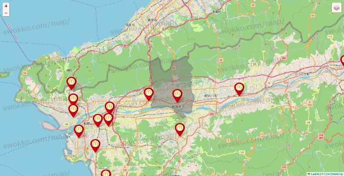 和歌山県のマクドナルドの店舗地図
